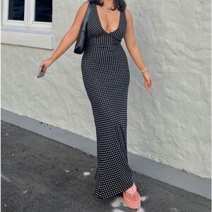 NELLIE MAXI DRESS BLACK POLKA DOT